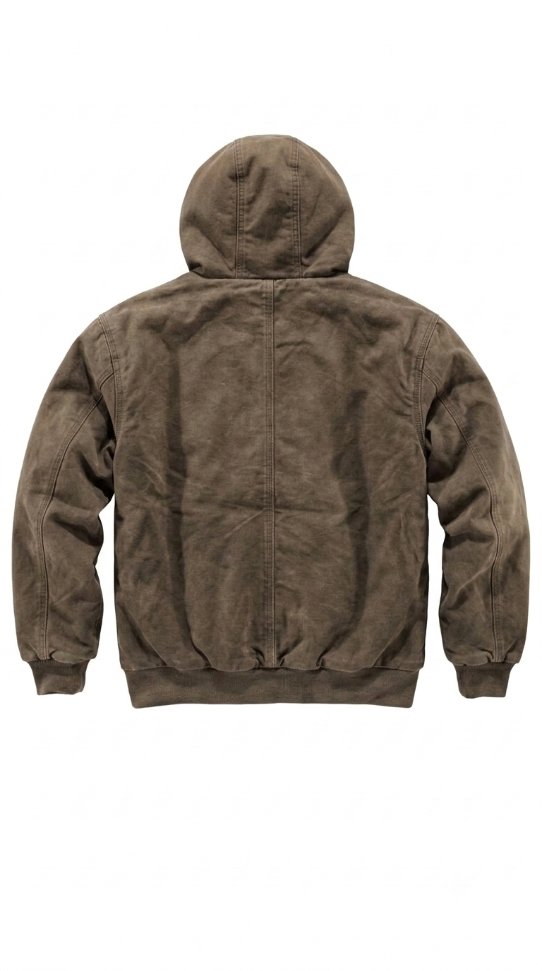 Duck Canvas Wax Jacket back view in brown waxed duck canvas