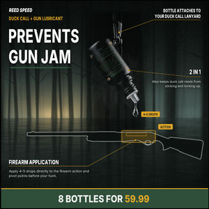 Reed Speed Guide Pack — prevents gun jam, 4–5 drops on the action. 8 bottles for $59.99